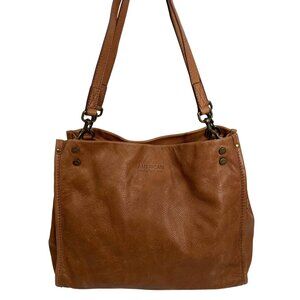 American Leather Co. Lenox Triple Entry Satchel Handbag Cafe Latte Leather
